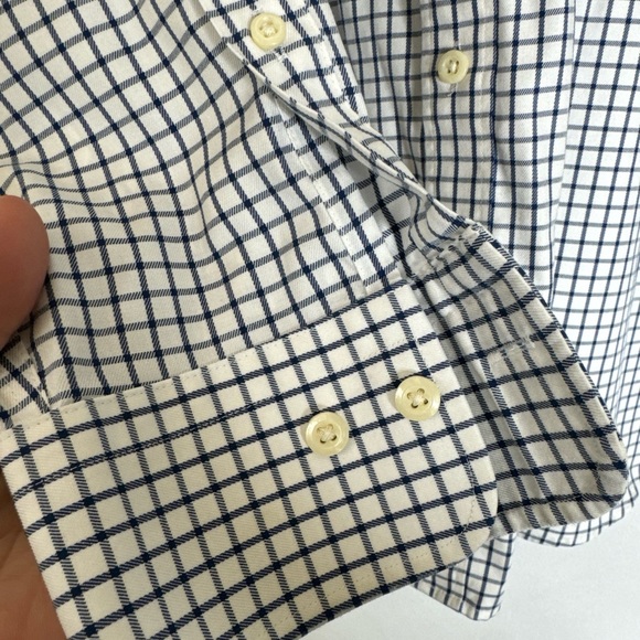 peter‎ millar XL White Blue Plaid Collar Button Down Shirt CP25 - Picture 4 of 4